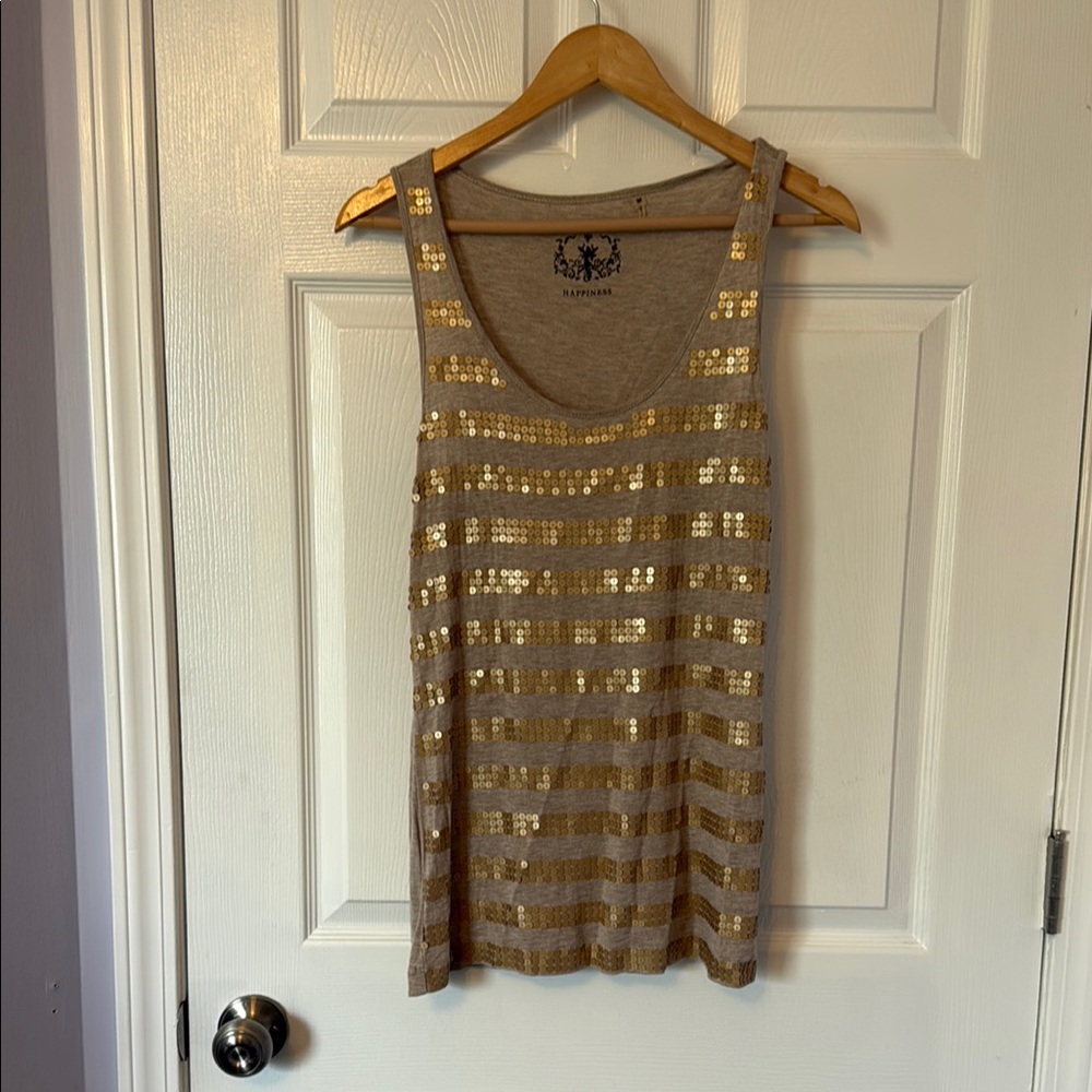 Gold Sequin Tank Top